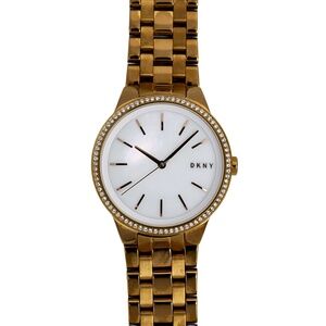 Dnky Ladies Rose Gold Mother of Pearl White Dial Diamond Bezel Quartz Watch 36mm